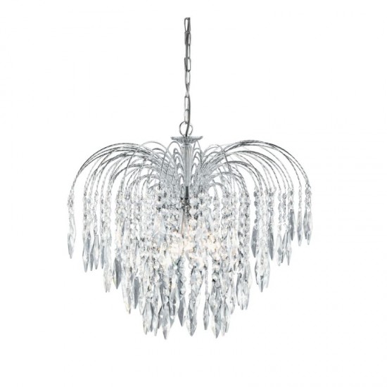 8882-006 Chrome 5 Light Waterfall Pendant with Crystal