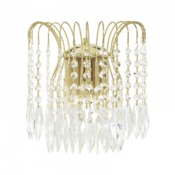 9038-006 Gold 2 Light Waterfall Wall Lamp with Crystal