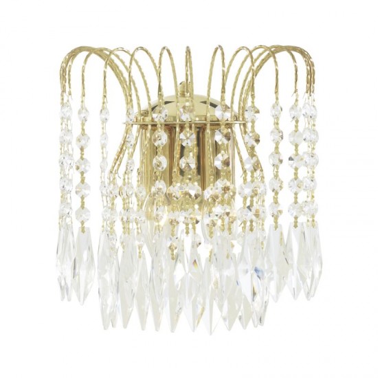 9038-006 Gold 2 Light Waterfall Wall Lamp with Crystal