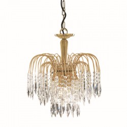 9039-006 Gold 3 Light Waterfall Pendant with Crystal