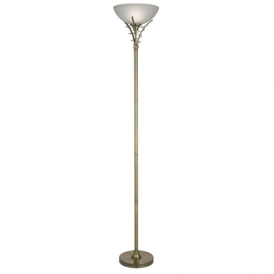 9044-006 Antique Brass Floor Lamp with Frosted Glass