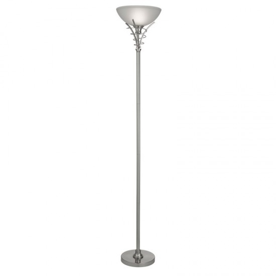 9046-006 Satin Silver Floor Lamp with Frosted Glass