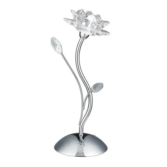 9171-006 Clear Flower Glass with Chrome Table Lamp
