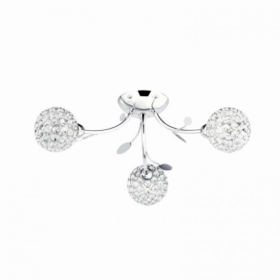9219-006 Chrome 3 Light Ceiling Lamp with Crystal