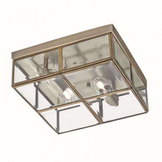 9244-006 Antique Brass Box Flush with Clear Glass