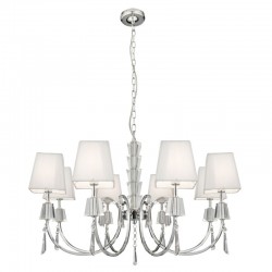 9259-006 Chrome 8 Light Centre Fitting with White Shades