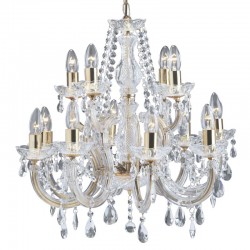 9266-006 Brass & Acrylic 12 Light Chandelier with Crystal 9266-006 Brass & Acrylic 12 Light Chandelier with Crystal