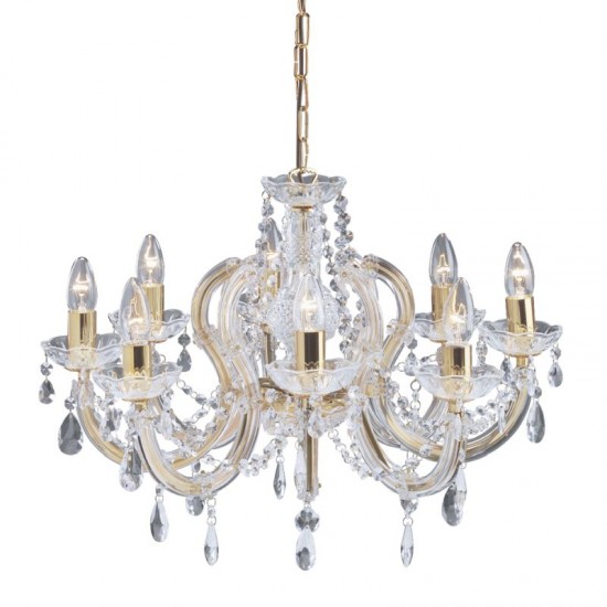 9269-006 Crystal & Clear with Gold 8 Light Chandelier