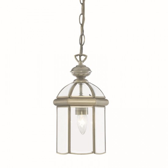 9295-006 Antique Brass with Glass Single Lantern Pendant 9295-006 Antique Brass with Glass Single Lantern Pendant