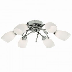 9429-006 Chrome 6 Light Ceiling Lamp with Opal Glasses