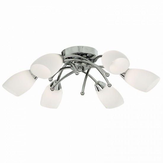 9429-006 Chrome 6 Light Ceiling Lamp with Opal Glasses 9429-006 Chrome 6 Light Ceiling Lamp with Opal Glasses