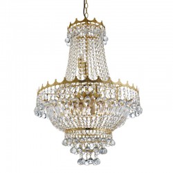 9546-006 Gold 9 Light Chandelier with Crystal