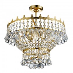 9548-006 Gold 5 Light Semi-Flush with Crystal 9548-006 Gold 5 Light Semi-Flush with Crystal