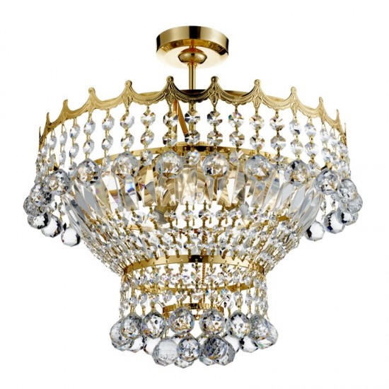9548-006 Gold 5 Light Semi-Flush with Crystal