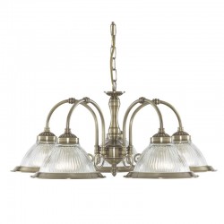 9567-006 Antique Brass 5 Light Centre Fitting with Ribbed Glasses 9567-006 Antique Brass 5 Light Centre Fitting with Ribbed Glasses