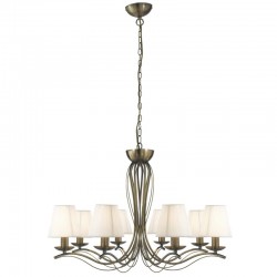 9598-006 Antique Brass 8 Light Centre Fitting with  Cream Shades 9598-006 Antique Brass 8 Light Centre Fitting with  Cream Shades