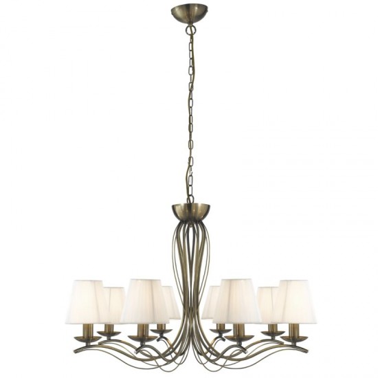 9598-006 Antique Brass 8 Light Centre Fitting with  Cream Shades