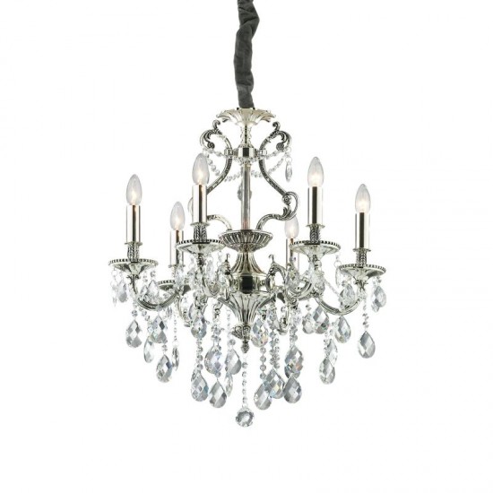 10123-007 Crystal and Antique Silver 6 Light Chandelier 10123-007 Crystal and Antique Silver 6 Light Chandelier