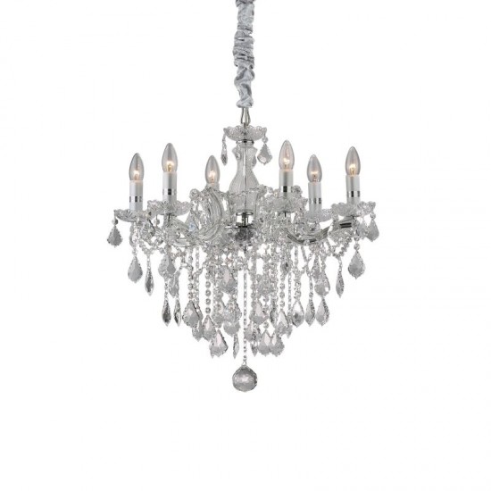 10081-007 Chrome 6 Light Chandelier with Crystal