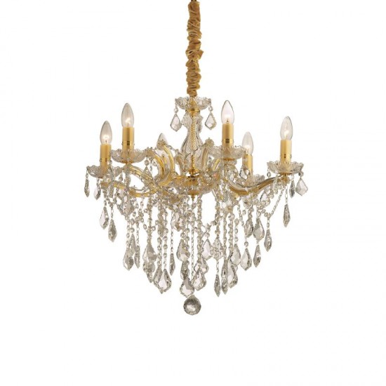 10082-007 Gold 6 Light Chandelier with Crystal