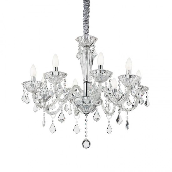 10759-007 Chrome 8 Light Chandelier with Crystal
