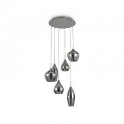 37448-007 Chrome 6 Light Cluster Pendant with Smoked Mirrored Glasses