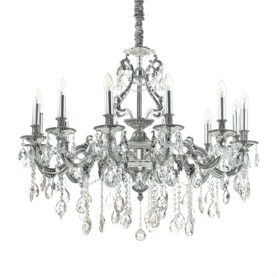 44064-007 Crystal and Antique Silver 12 Light Chandelier 44064-007 Crystal and Antique Silver 12 Light Chandelier