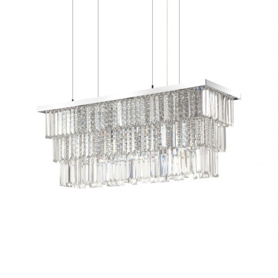 44242-007 Chrome 6 Light over Island Chandelier with Crystal