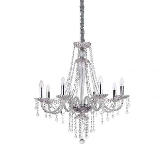 43821-007 Chrome 8 Light Chandelier with Crystal 43821-007 Chrome 8 Light Chandelier with Crystal