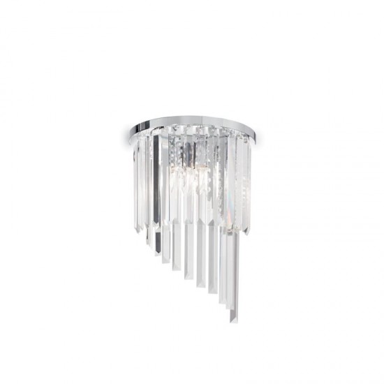 43881-007 Chrome 3 Light Wall Lamp with Crystal