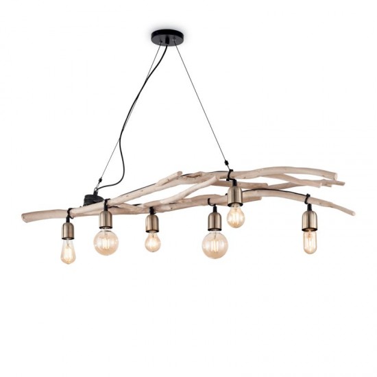 43941 007 Natural Wood Branch 6 Light Over Island Fitting 43941 007 Natural Wood Branch 6 Light, Wood Branch Light Fixture