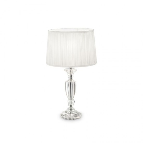 37270-007 White Organza with Crystal Table Lamp -Round