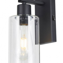 61766-004 Black Wall Lamp with Clear Glass
