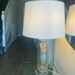 59311-001 Clear Oval Glass Table Lamp with Black Velvet Shade