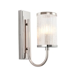 67487-001 Bright Nickel Wall Lamp with Ribbed Glass