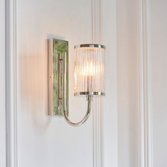67487-001 Bright Nickel Wall Lamp with Ribbed Glass 67487-001 Bright Nickel Wall Lamp with Ribbed Glass