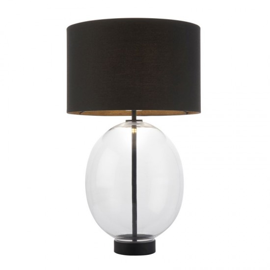 67543-001 Black & Clear Glass Touch Table Lamp with Black Shade