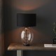 67543-001 Black & Clear Glass Touch Table Lamp with Black Shade