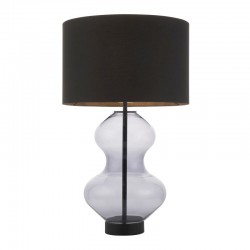 67540-001 Black & Smoked Tinted Glass Touch Table Lamp with Black Shade