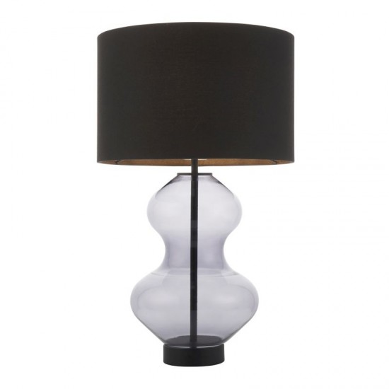 67540-001 Black & Smoked Tinted Glass Touch Table Lamp with Black Shade