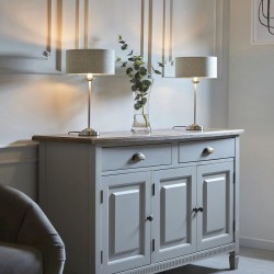 7377-001 Brushed Chrome Table Lamp with Natural Linen Shade
