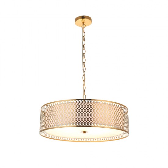 67316-001 Gold 3 Light Pendant with White Diffuser