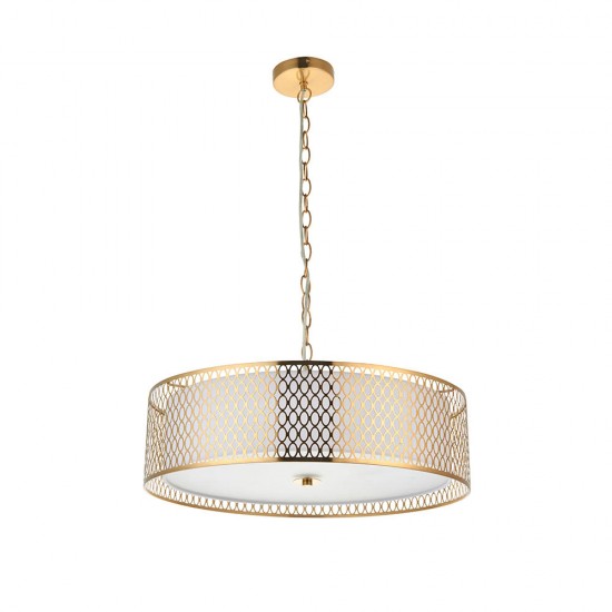 67316-001 Gold 3 Light Pendant with White Diffuser