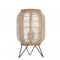 67327-001 Natural Bamboo Table Lamp with Natural Linen Shade