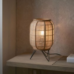 67327-001 Natural Bamboo Table Lamp with Natural Linen Shade