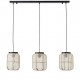 67346-001 Dark Wood 3 Light over Island Fitting with Natural Linen Shades 67346-001 Dark Wood 3 Light over Island Fitting with Natural Linen Shades