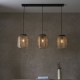 67346-001 Dark Wood 3 Light over Island Fitting with Natural Linen Shades 67346-001 Dark Wood 3 Light over Island Fitting with Natural Linen Shades
