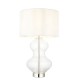 67541-001 Bright Nickel & Clear Glass Touch Table Lamp with Vintage White Shade