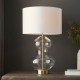 67541-001 Bright Nickel & Clear Glass Touch Table Lamp with Vintage White Shade