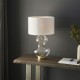 67541-001 Bright Nickel & Clear Glass Touch Table Lamp with Vintage White Shade